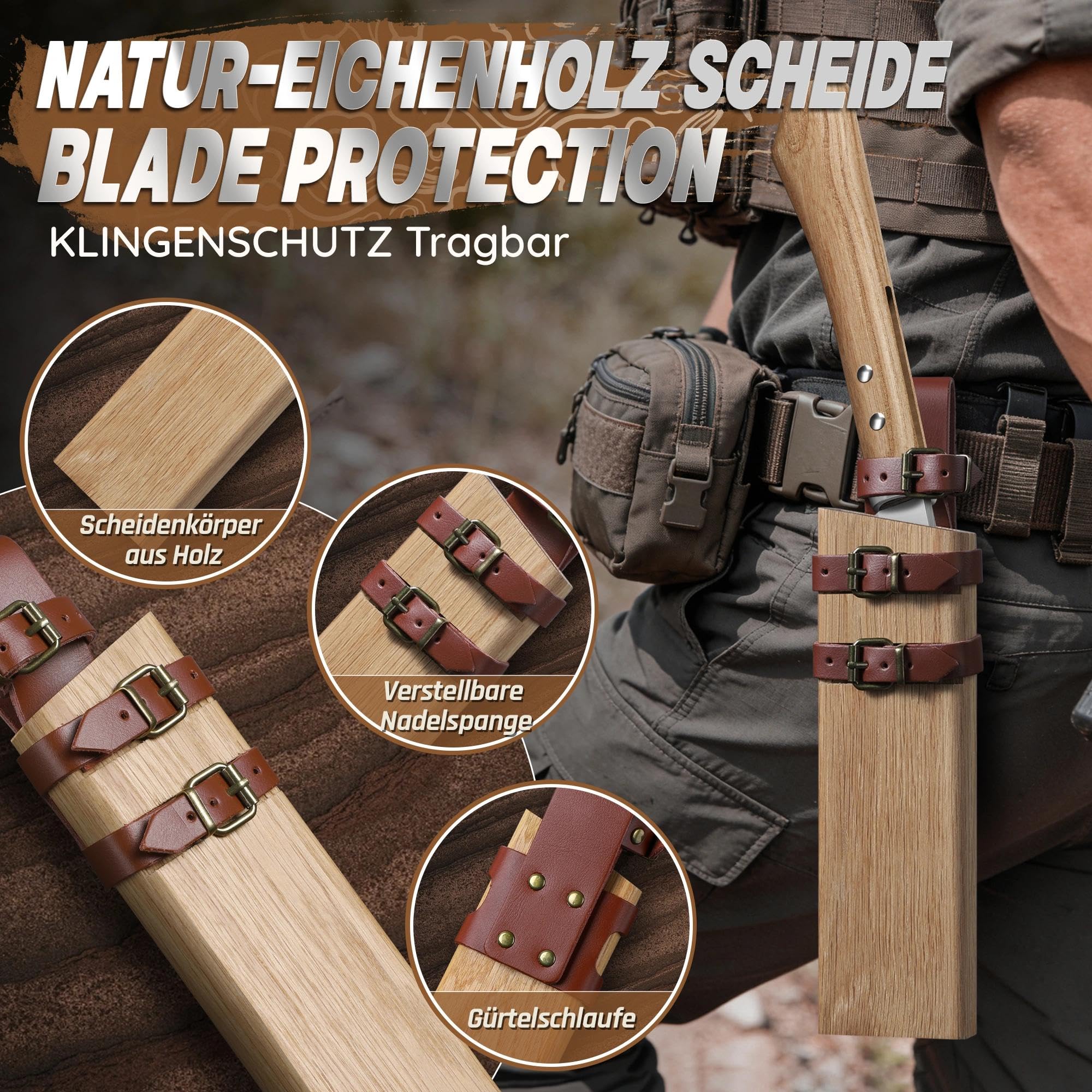 Dream Reach NATA Machete Scharfe, Garten Machete mit Holzscheide and Half Tang Ergonomischer Holzgriff, NATA Beil für Garten, Hof und Camping Outdoor Geschenk für Männer