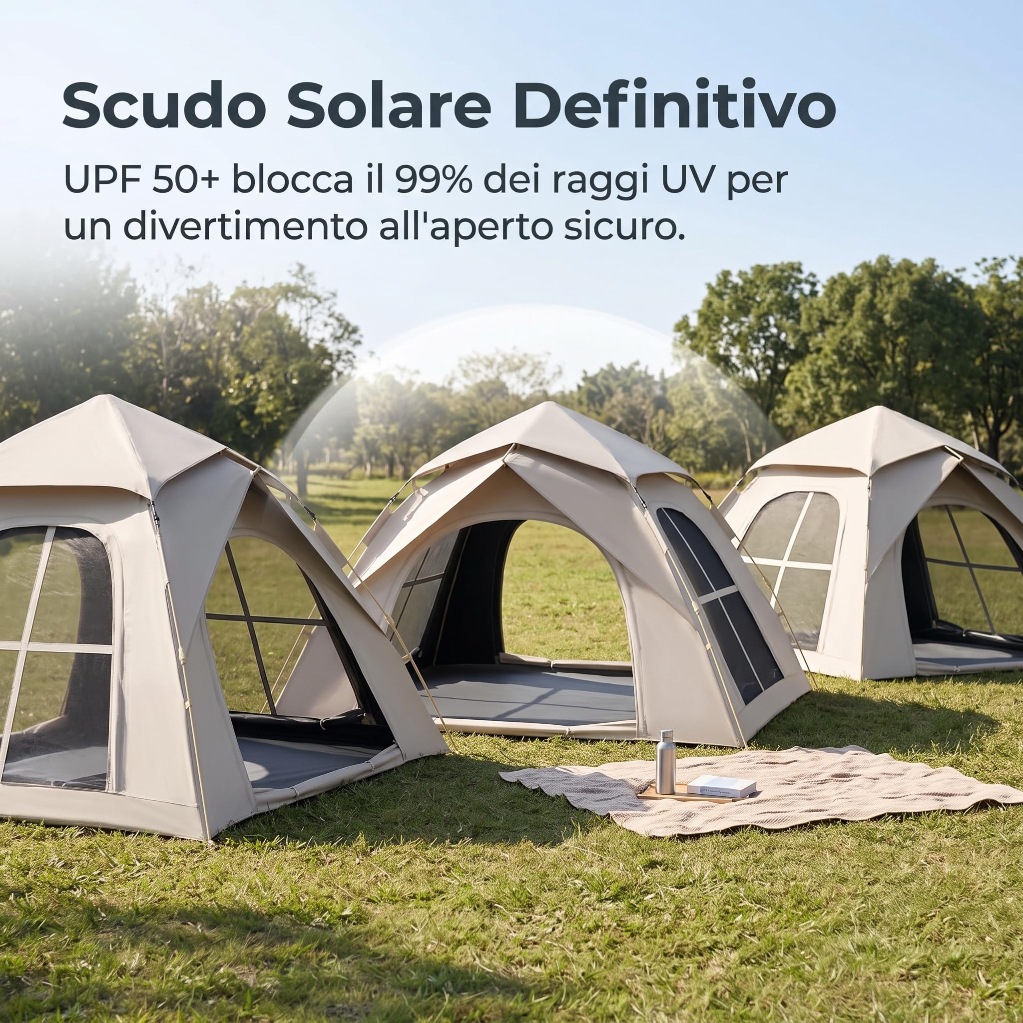 Tienda Campaña Automática para 2, 3, 4 o 5, Carpa Camping con Procción y Veilación