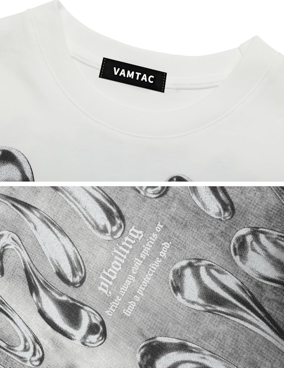 Vamtac Mens Liquid Metal Graphic Tees Vintage Cotton T Shirts Y2k Oversized Tee Shirts Summer Tops - Image 6