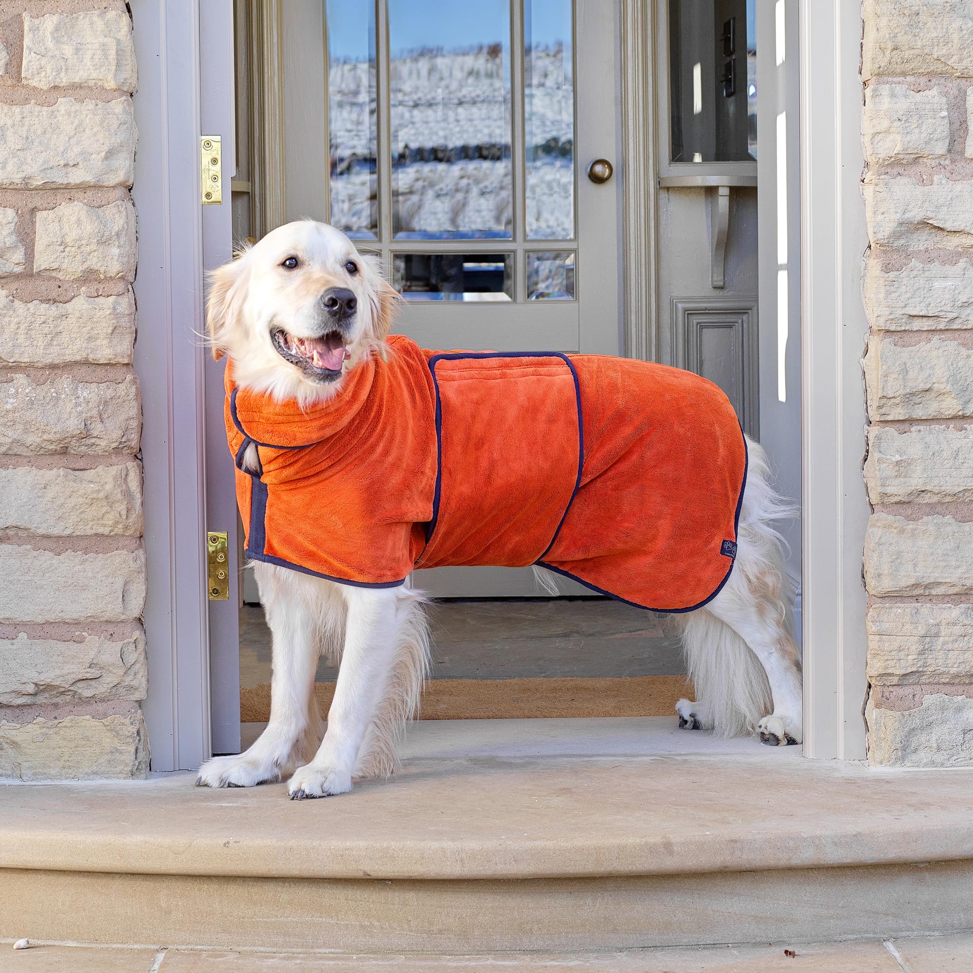 Lucky Paws® Peignoir Chien Super absorbante – Peignoir pour Chien à Double Couche Luxueuse – Serviette Ultra Douce – Séchez Votre toutou sans Effort en Quelques Minutes (L, Ambre)
