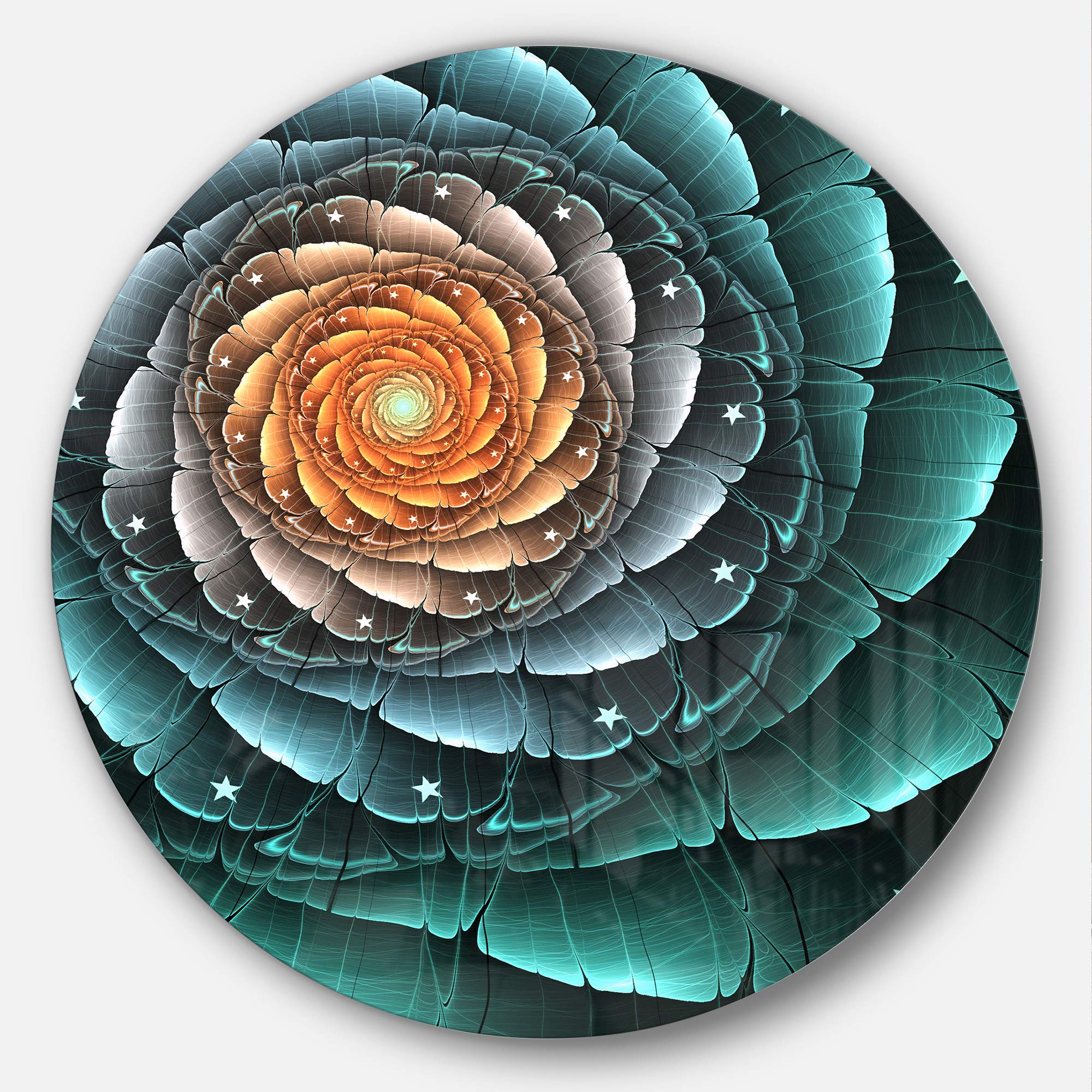 Designart MT11817-C11 Fractal Flower Turquoise Digital Art Floral