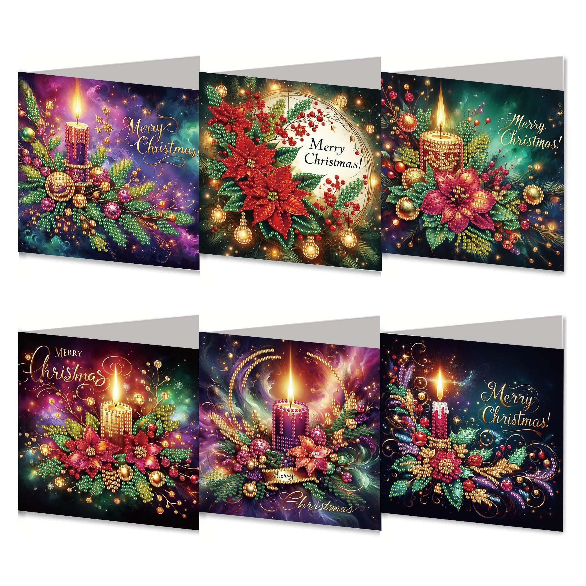 6PCS Christmas DIY Diamond Painting Greeting Card | Christmas Cards Congratulations for Families,Friends | Handmade Festival Wishes Envelope