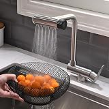 Mitigeur Cuisine Rabattable, Robinet Cuisine Rabattable Avec 4 Jets Modes,robinet Cuisine Pliable Pour Fenêtre,Mitigeur Evier Cuisine En Acier Inoxydable 304 Brossé - 1