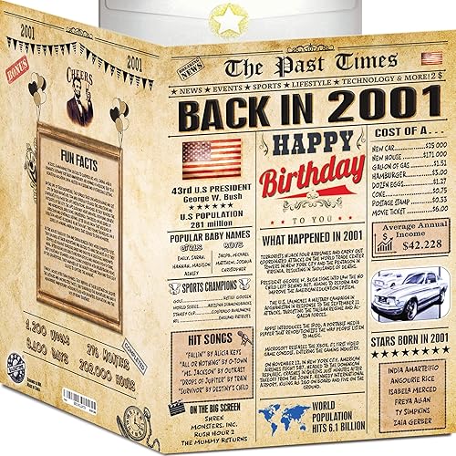 25th Birthday Card for Women Men - Back In 2001 Newspaper - - 25th Anniversary Gifts For Him