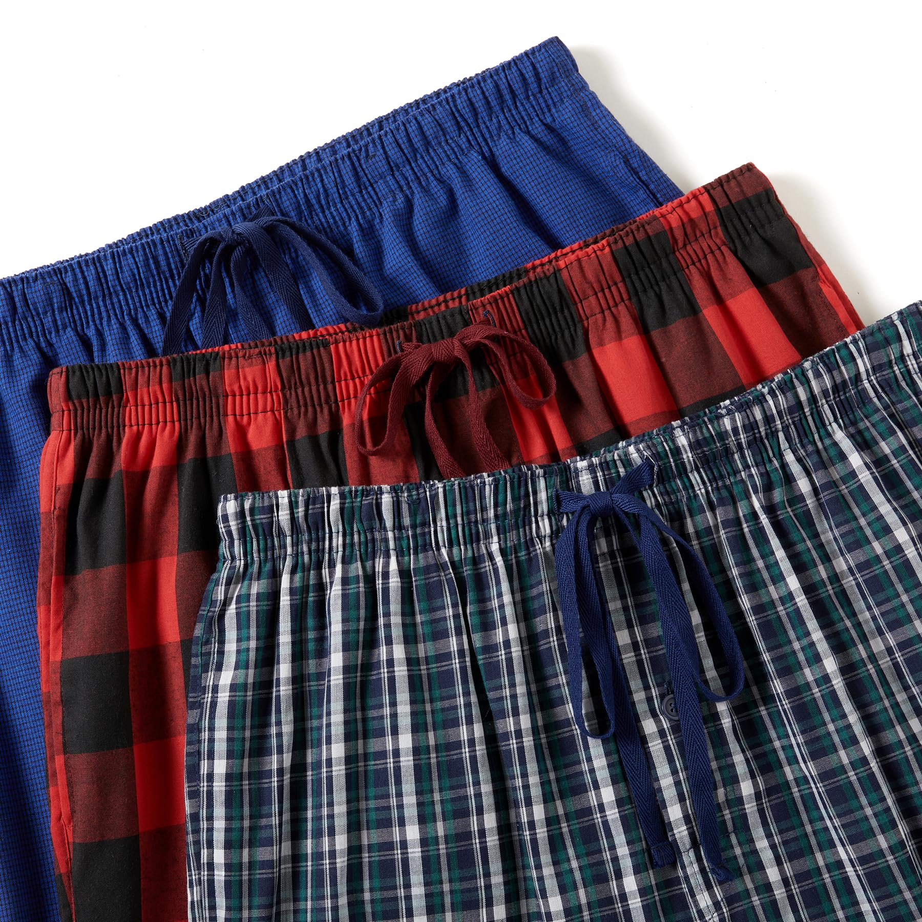 JupiterSecret Herren Baumwolle Pyjamahose Lang Schlafanzughosen für Herren Karierte Nachtwäsche 3er Packs
