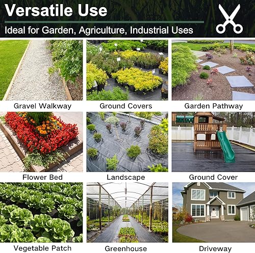 Miniatura 7 de Rohuis Tela de barrera de malezas de 4 x 100 pies, cubierta de suelo tejida resistente para jardín, alfombrilla de control de malezas para