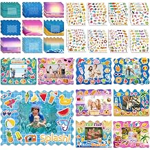 Ctosree 54 Packs Summer Picture Frames Craft Kit DIY Photo Frame Craft with Stickers Summer Cardboard Photo Frame Craft Under The Sea Craft Kits Game Activities Beach Pool Party Favors