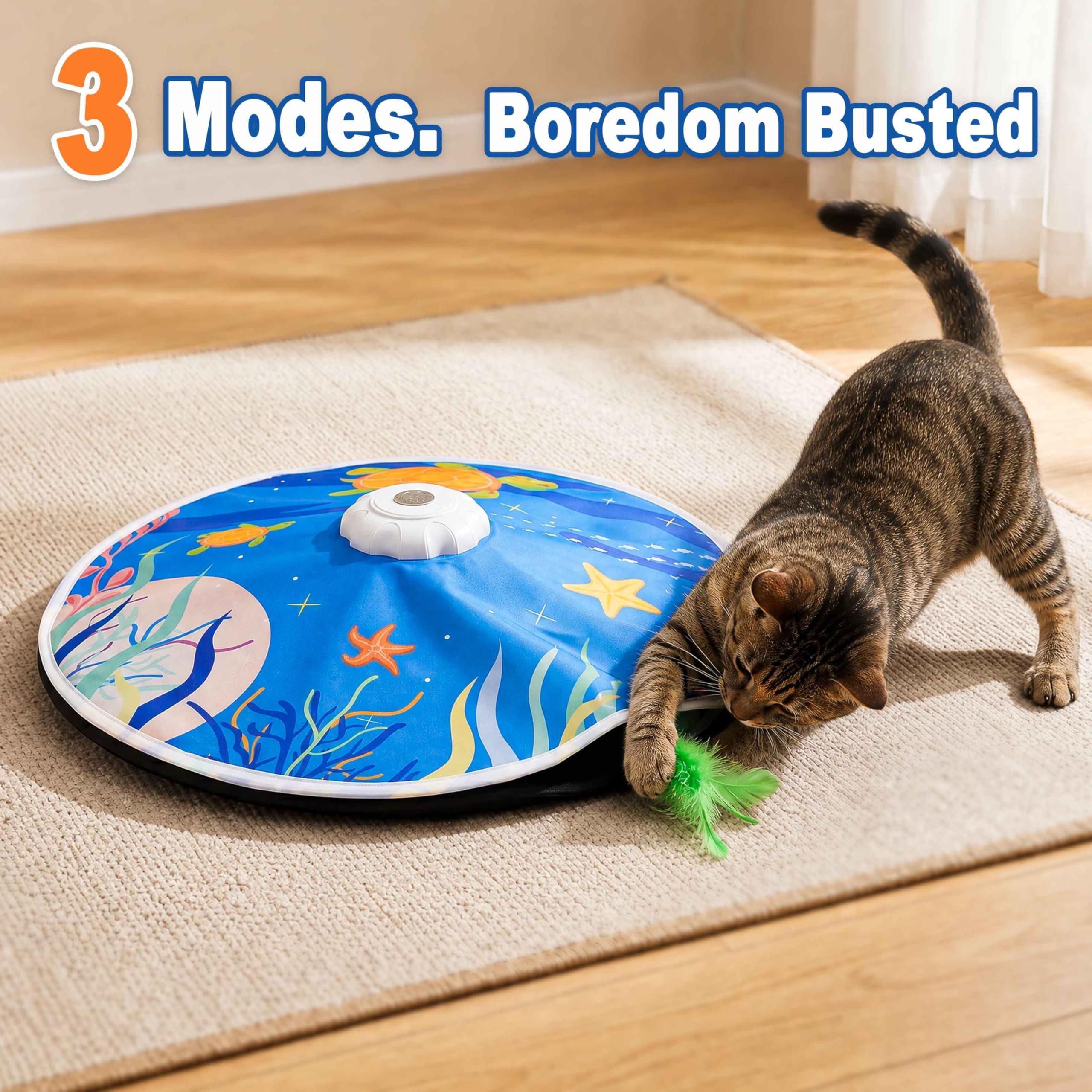 Interaktives Katzenspielzeug mit 20 Katzenspielzeugen, automatisches Katzenspielzeug, berührungsaktiviert mit 2 Federstäben, Vogelzwitschern für gelangweilte Indoor-Kätzchen