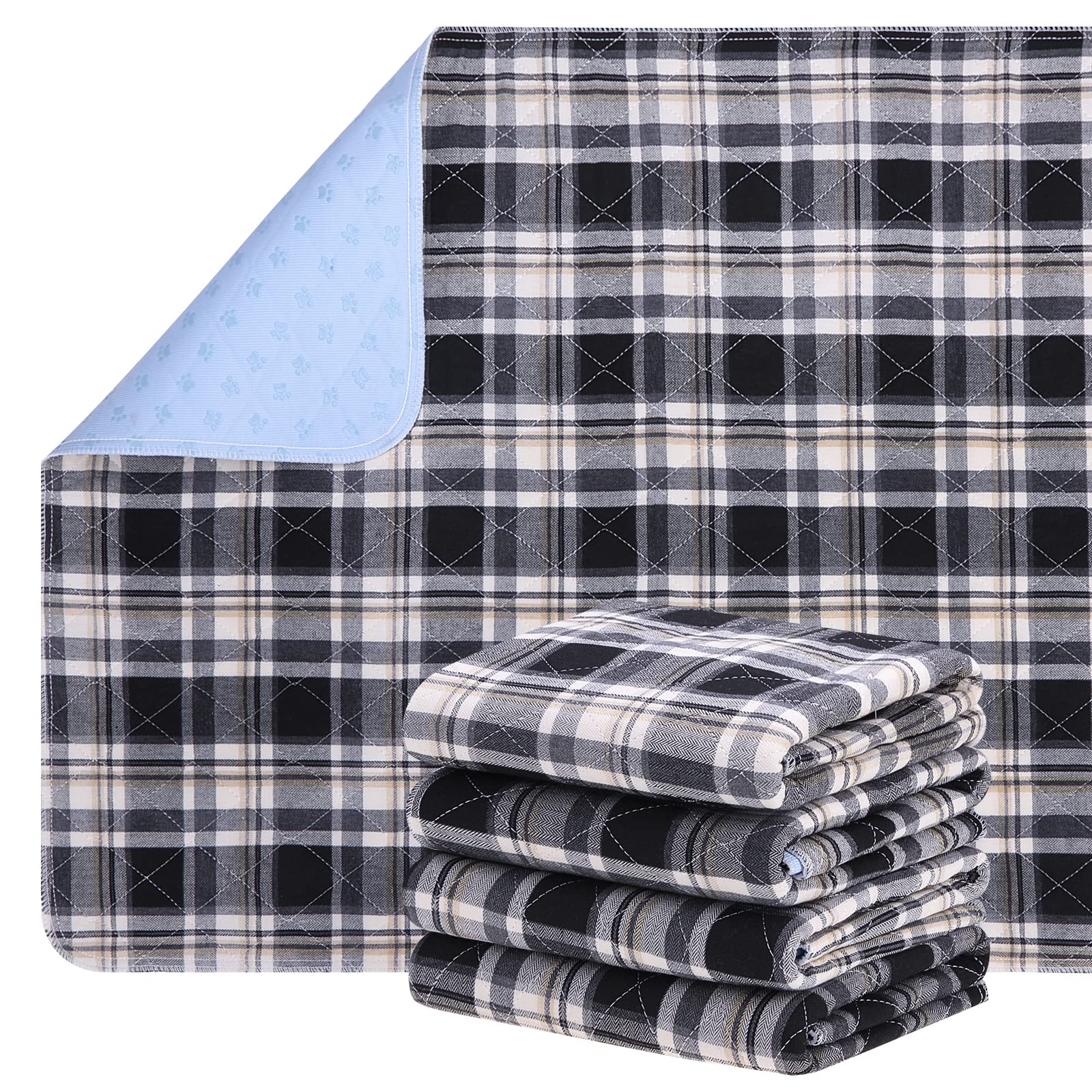 Pee Pads for Dogs, Washable Reusable Puppy Underpads Pet Training Pads (24"x36") - 4Pcs Non-Slip Absorbent Dog Mat Incontinence Pads for Dogs Pets Cat Pooch Home Travel Crate Training