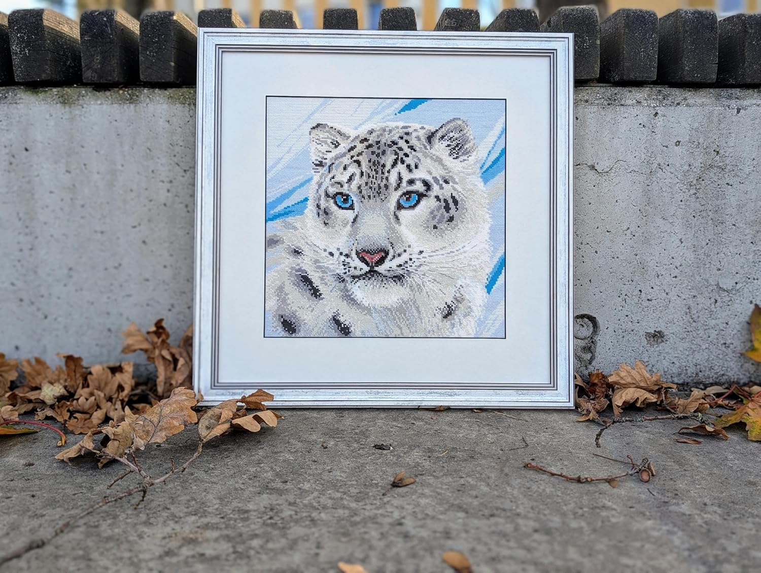 RIOLIS - Snow Leopard 1886, Cross Stitch Kits 11,81" x11,81, Cross Stitch Kits for Beginners & Advanced, Crossstitching Kit Adult, Embroidery Counted Stitching Kit