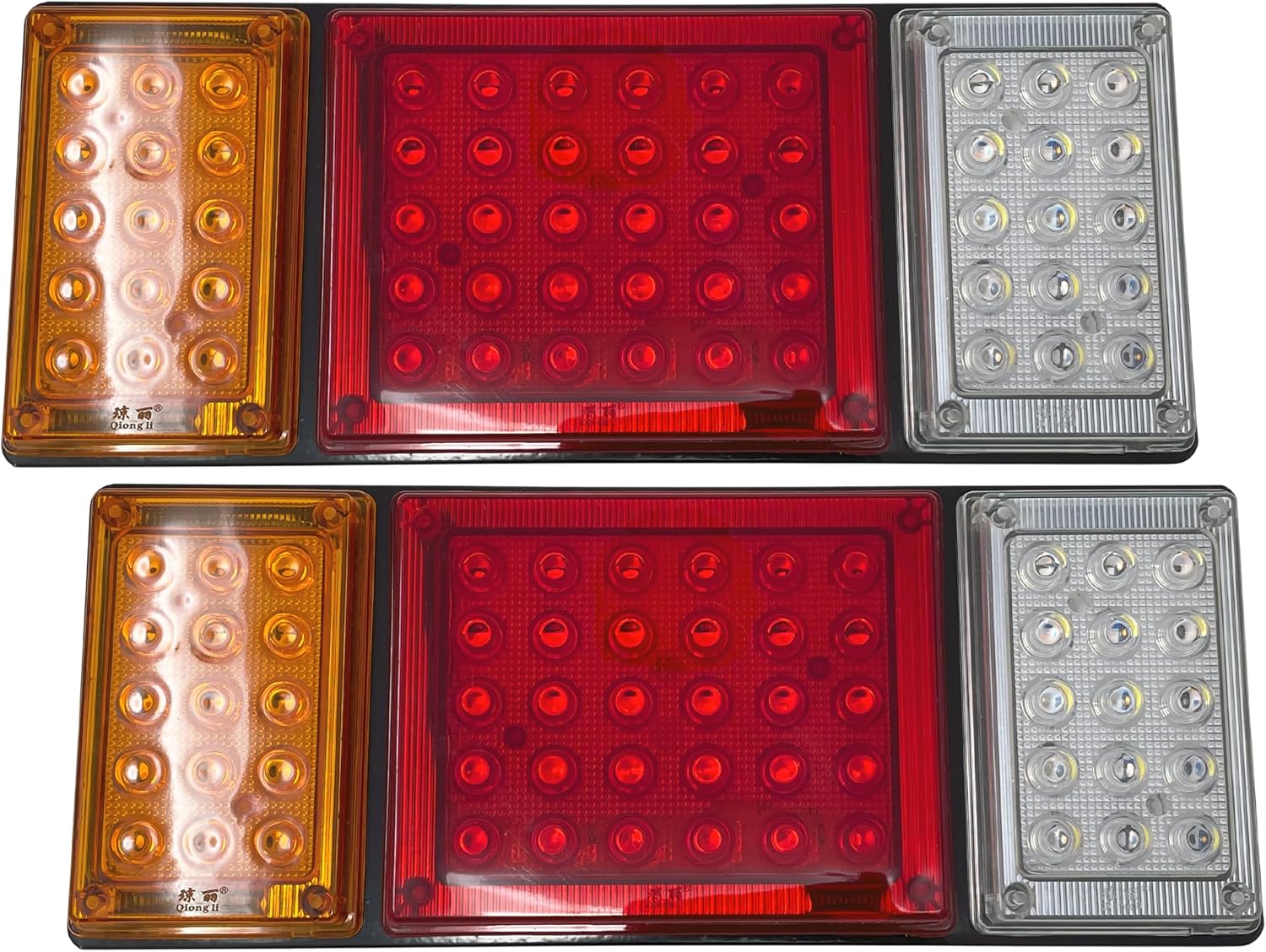 All Star Truck Parts 60 LED Truck Rectangle 3 Color Tail Light Bar Waterproof Turn Signal Brake Reverse Running Combination Combo Box Truck Boat Trailer Pickup RV Camper UTV Vans (2PCS) 12V 12" x 5"