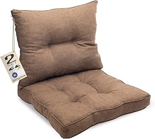 sunnypillow Polster für Gartenmöbel - 2er Set : Sitzkissen 60 x 60 cm + Rückenlehne 60 x 40 cm - Gartenpolster Outdoor, wasserdicht, UV-lichtecht - Polsterauflagen für Rattanmöbel - Kissen Braun