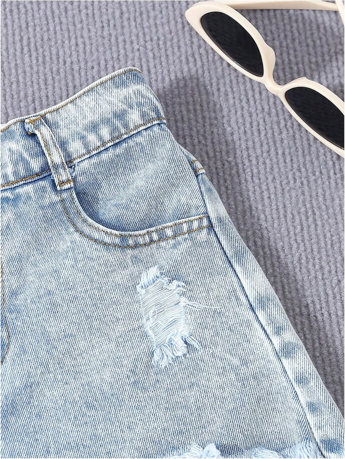 GORGLITTER Girl's Jean Shorts Cute Summer Trendy Fashion Ripped Denim Shorts High Waist Straight Leg Clothes Jorts - Image 5