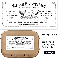 Vista 2 de Havongki 100 hojas – VOL.2 – Etiquetas personalizadas para cartón de huevos de 4 x 2 pulgadas, calcomanías adhesivas de huevos frescos de granja