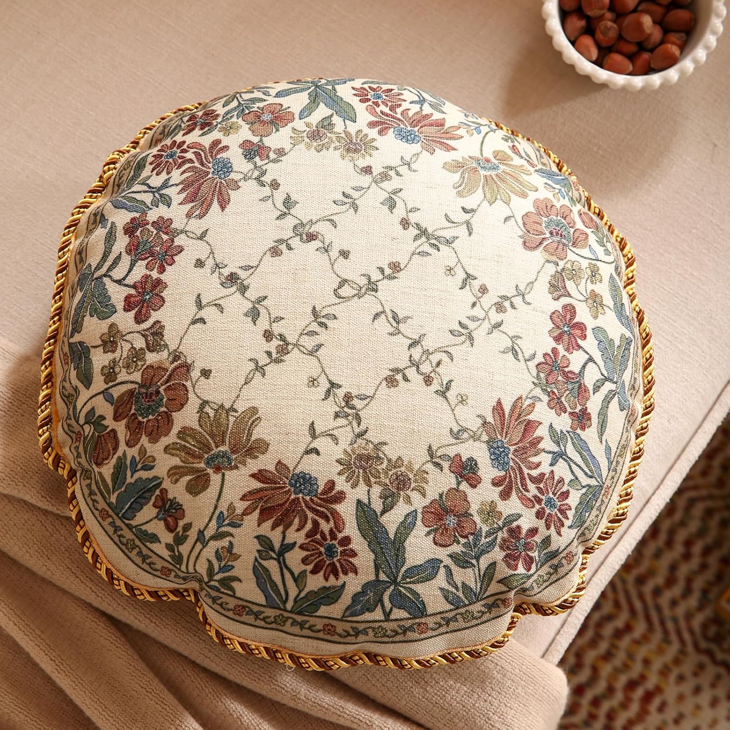 patdrea designer throw pillow covers,round euro vintage linen pillow cover,decorative pillowcases cushion for bed living room outdoor car,diameter 16"-audrey b