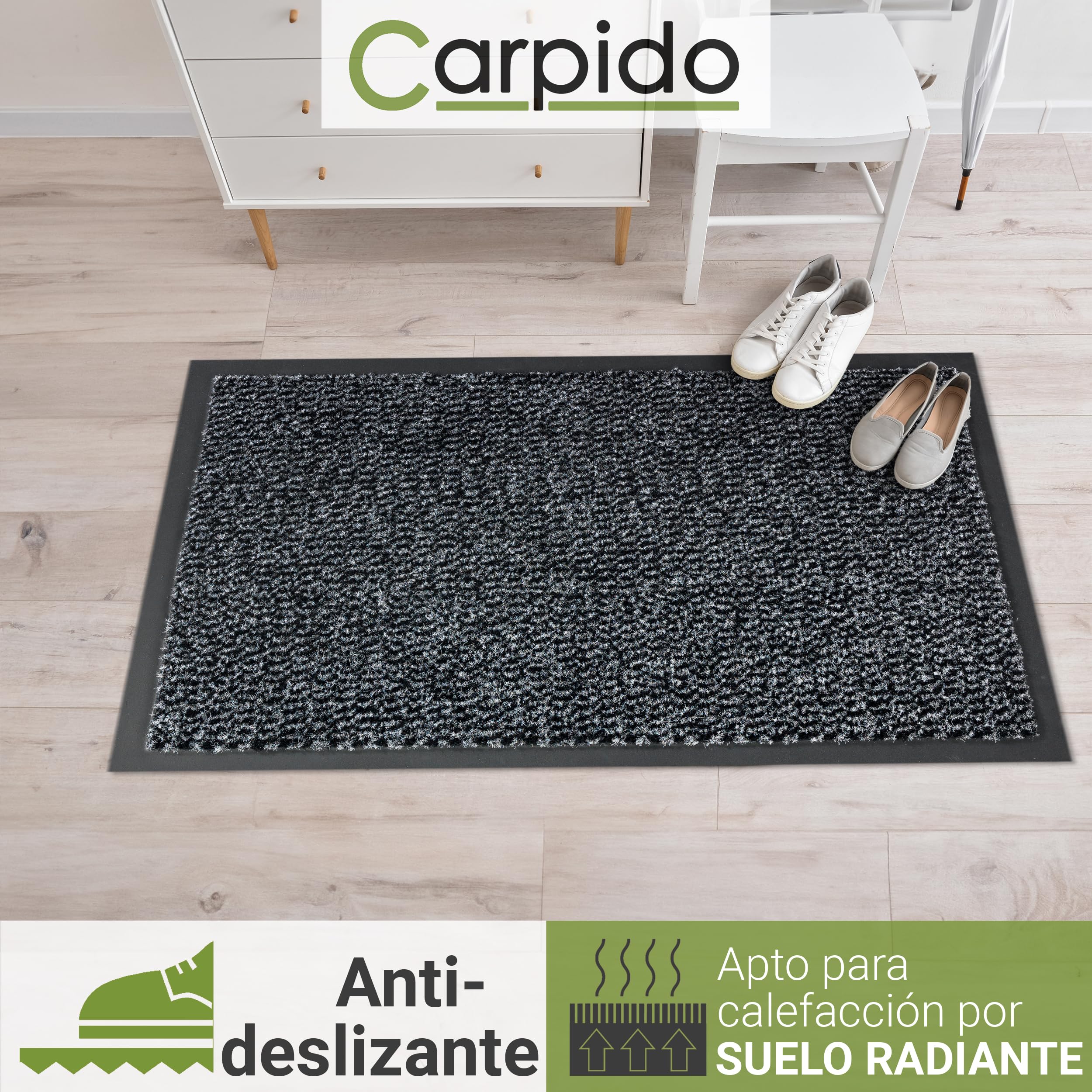 Carpido Alfombrilla de Recogida de Felpudo, Vinilo, Gris, 120 x 180 cm