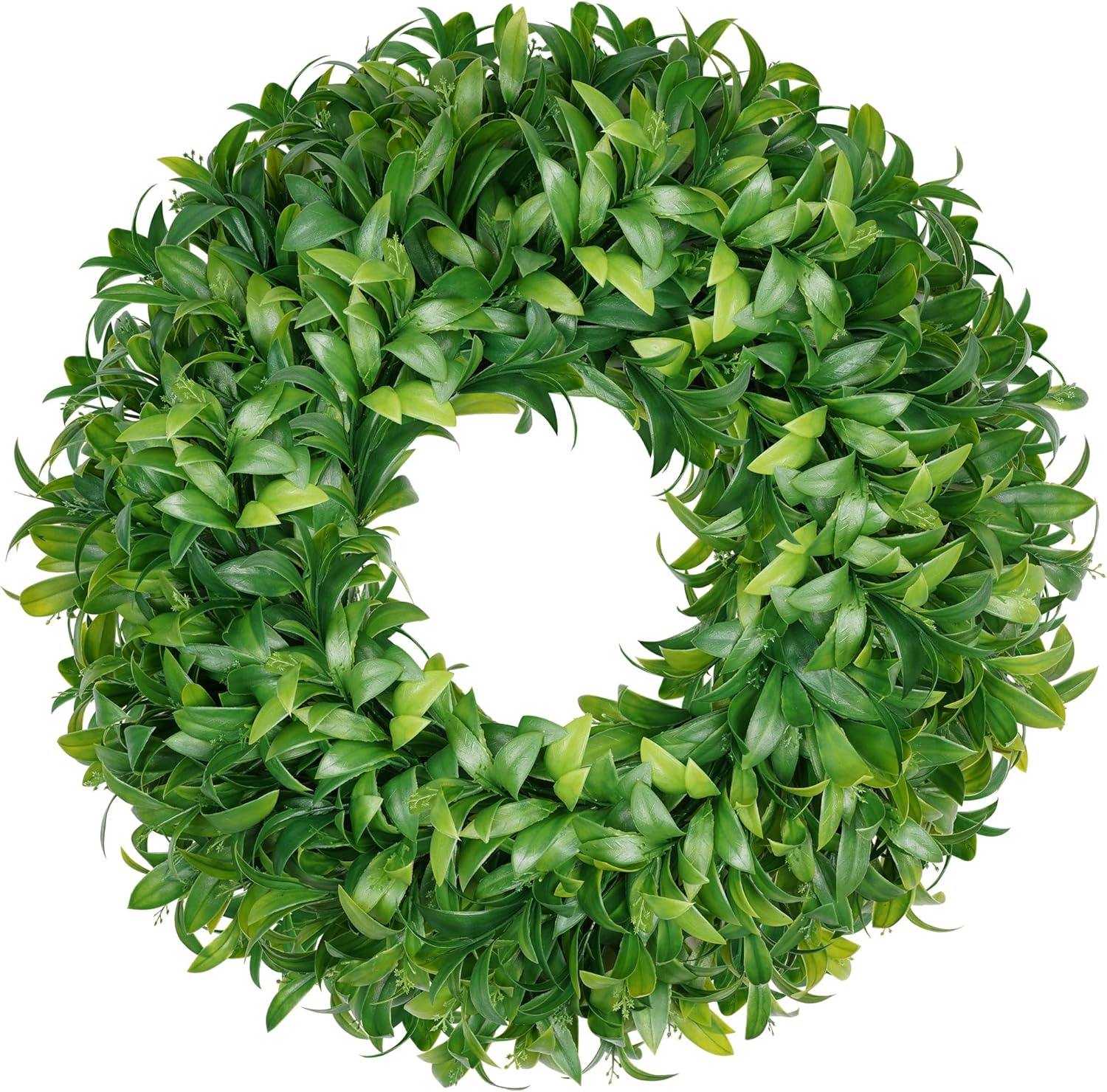 Vlorart 24 Inch Large Greenery Wreath for Front Door, Artificial Green Leaves Spring Summer Door Wreaths, Boxwood Wreath for Indoor Outdoor Farmhouse Home Wall Window Wedding Decor All Season