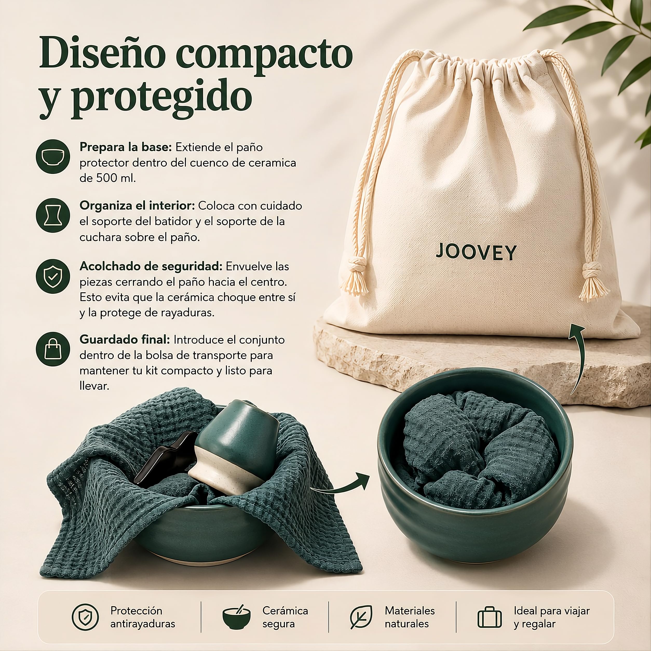 Te Matcha Kit Ceremonial Completo 8 Piezas – Bowl Cerámica 500 ml, Batidor Bambú Natural y Tamiz de Malla Fina – Kit Te Matcha Premium para Preparar Té Matcha Tradicional Japonés