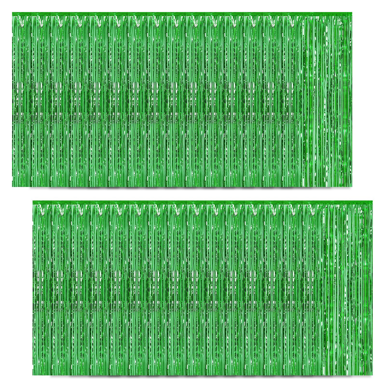 30 Pack Green Foil Fringe Curtain Backdrop, 3.3x8.2 Feet Metallic Tinsel Streamer Curtains Photo Booth Props for Birthday/Wedding/Bachelorette/Baby Shower/Christmas/New Year/Disco Party Decorations