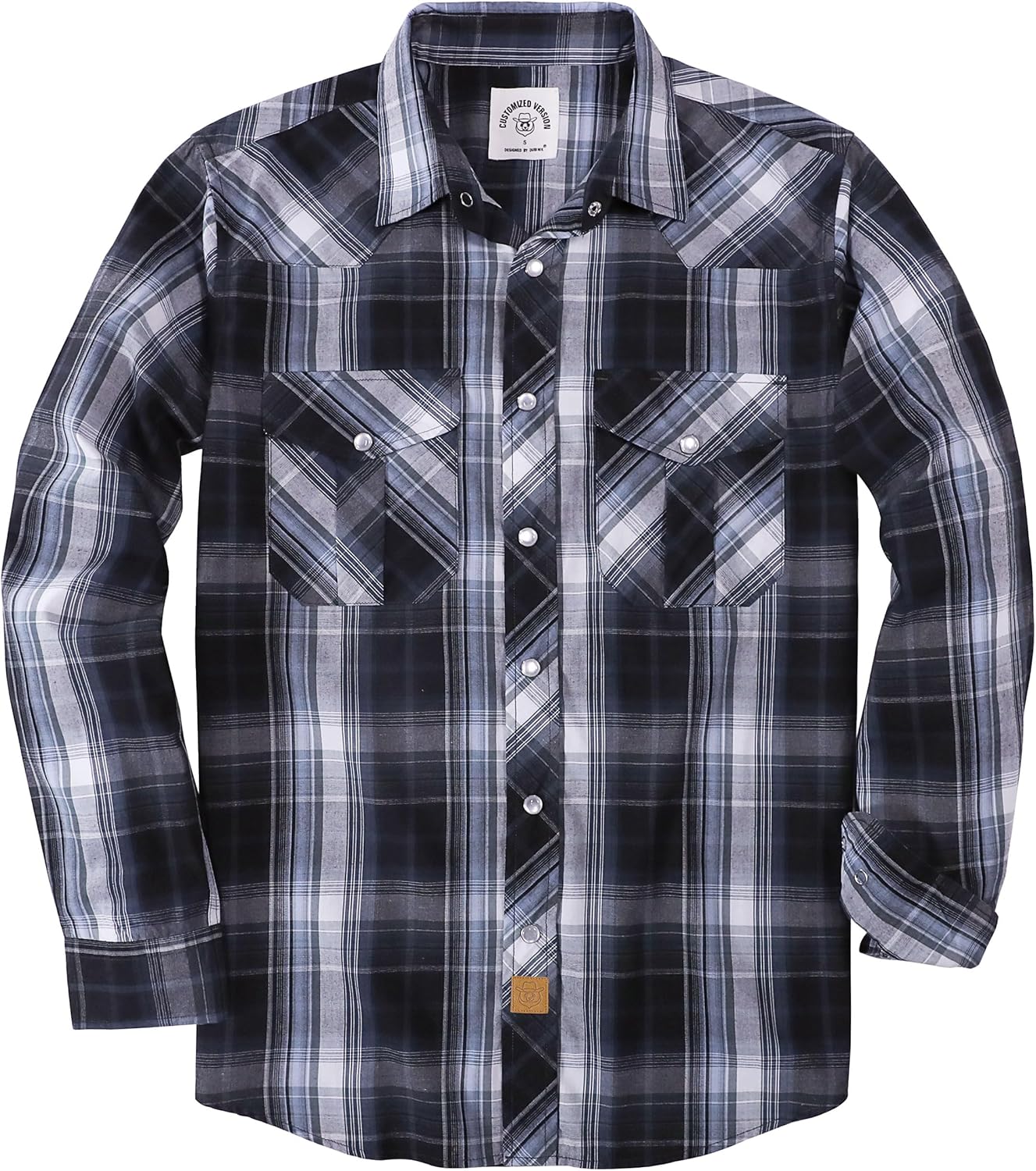 Dubinik Pearl Snap Shirts for Men - Long Sleeve Western Vintage Plaid Shirts
