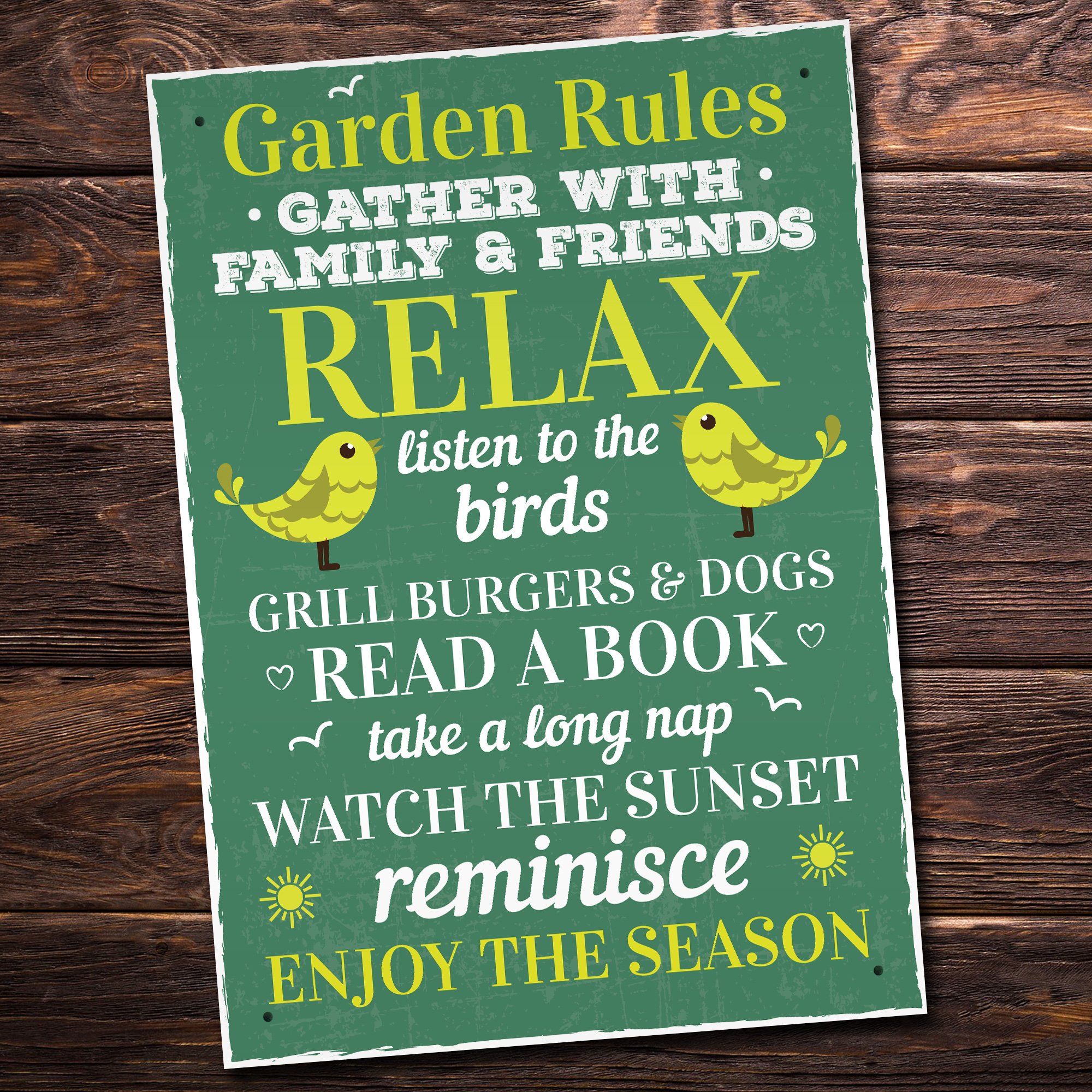 Red Ocean Green Garden Rules Novelty Wall Plaque Garden Shed Summer House Friendship Sign Gifts