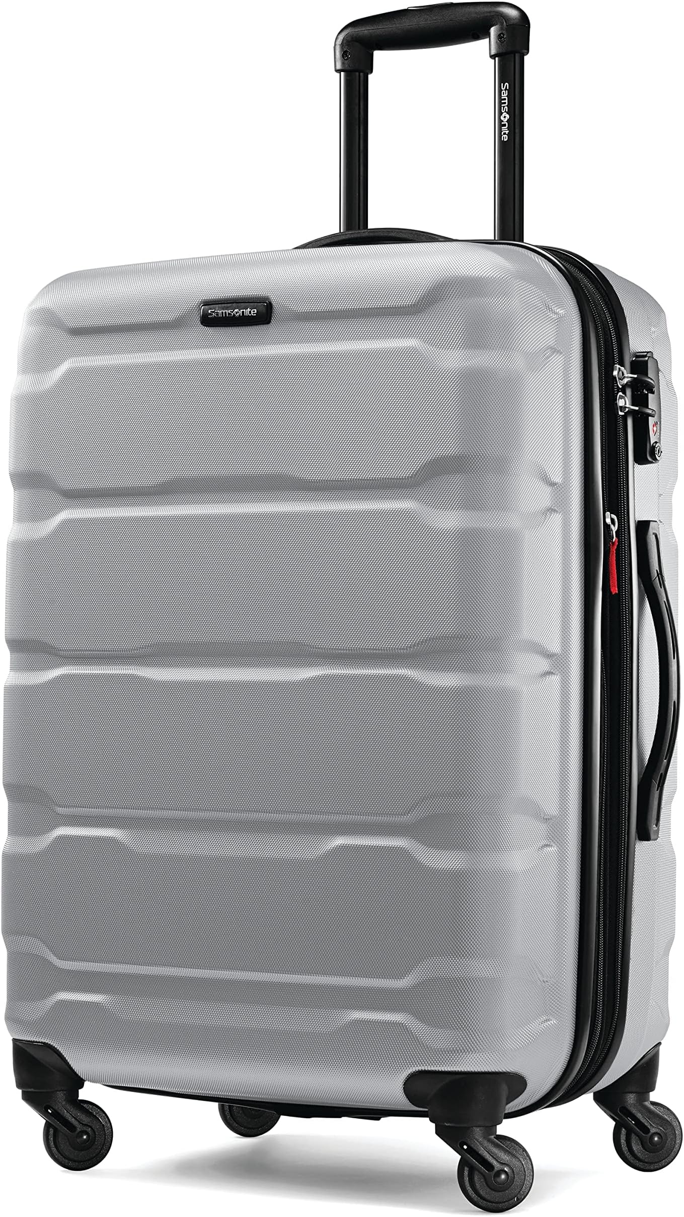 Omni PC Hardside Expandable Luggage with Spinner Wheels, Silver, Checked-Medium 24-Inch