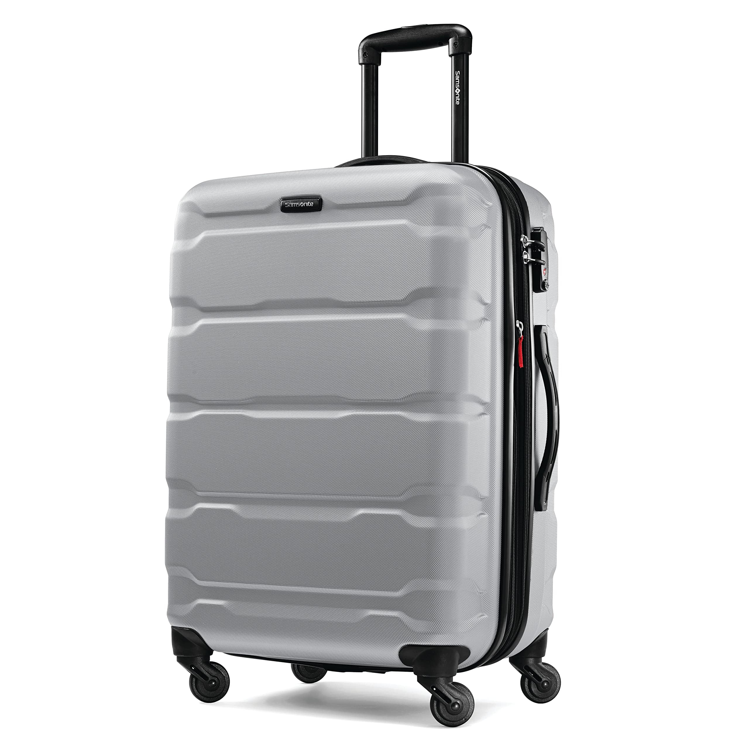 Omni PC Hardside Expandable Luggage with Spinner Wheels, Silver, Checked-Medium 24-Inch