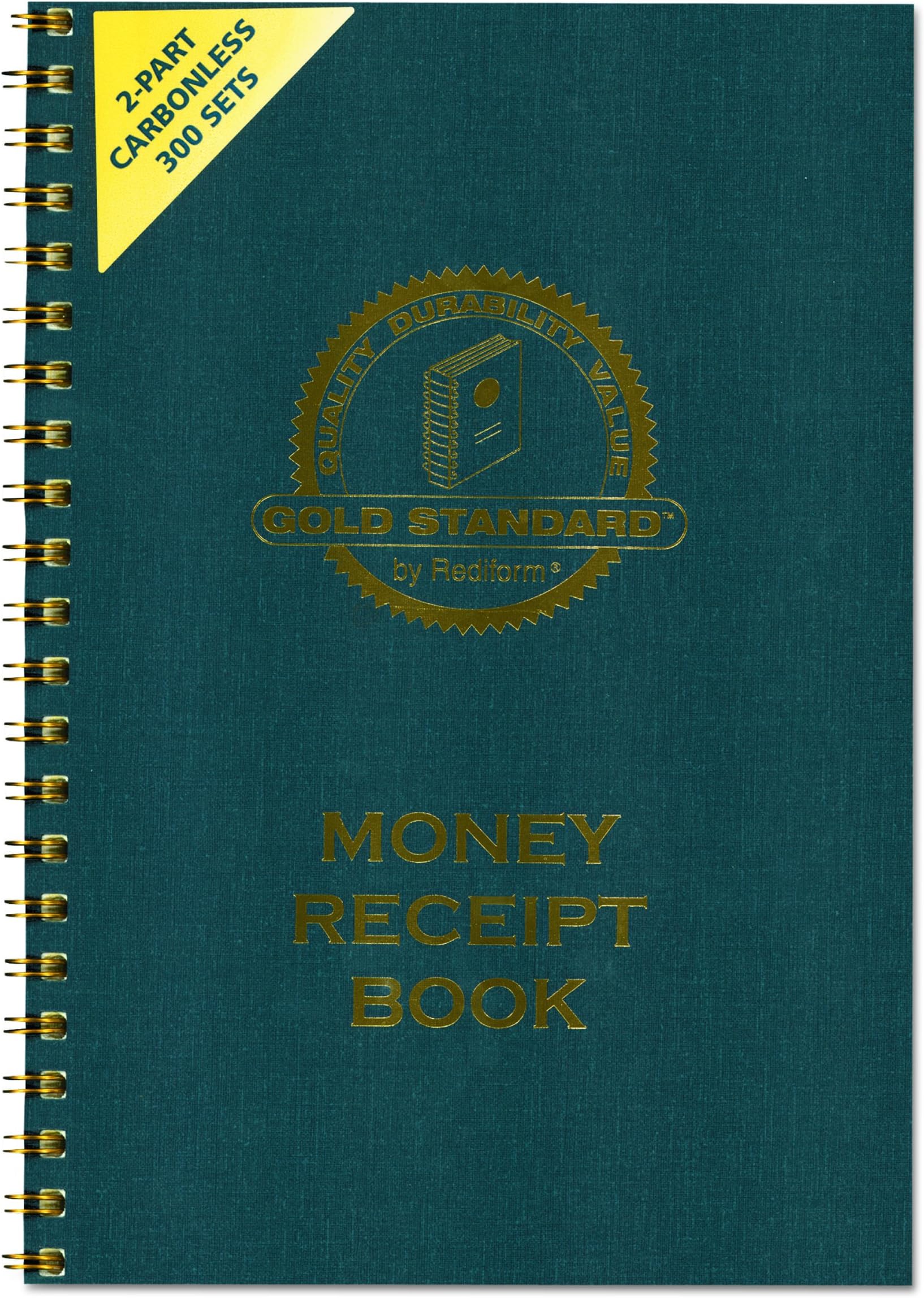 gold standard money receipt book, two-part carbonless, 7 x 2.75, 4 forms/sheet, 300 forms total