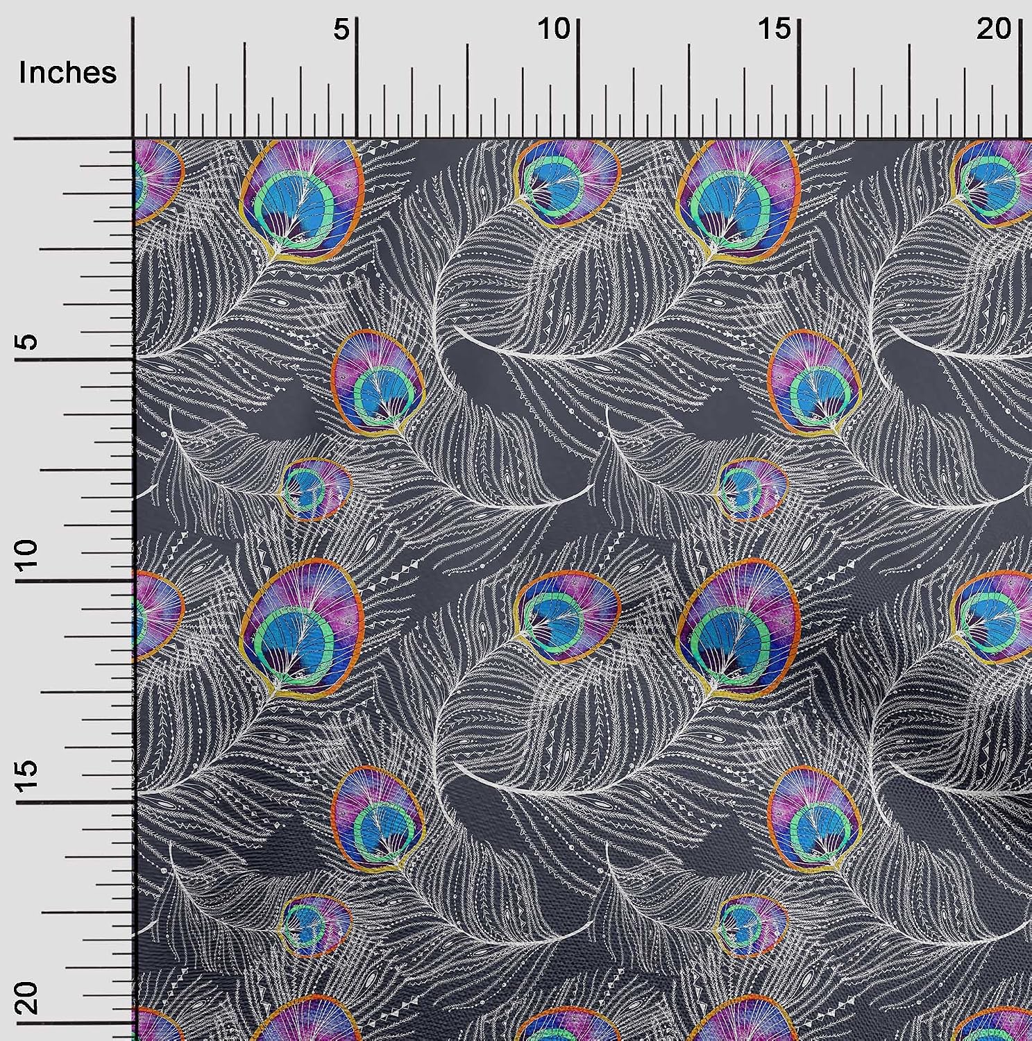 oneOone Cotton Flex Medium Blue Fabric Feather DIY Clothing Quilting Fabric Print Fabric by Yard 40 Inch Wide-99