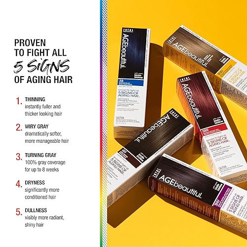 Miniatura 4 de AGE beautiful Liqui Creme - Tinte permanente para el cabello, cobertura de canas al 100%, antienvejecimiento, biotina para cabello más grueso y