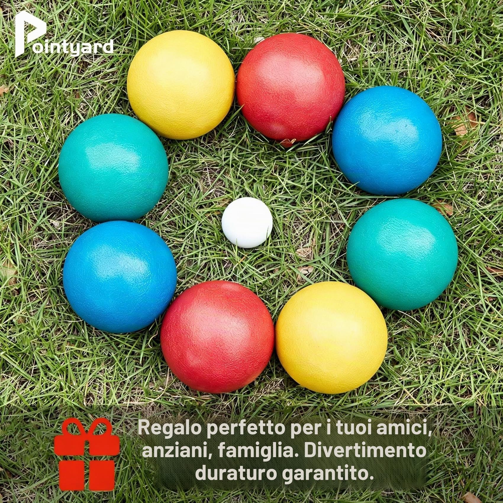 Set per gioco di bocce, set di bocce più leggero da 84 mm con 8 bocce in PE | Borsa per il trasporto | Nastro di misurazione - Giochi da famiglia per esterni per cortile/prato/spiaggia