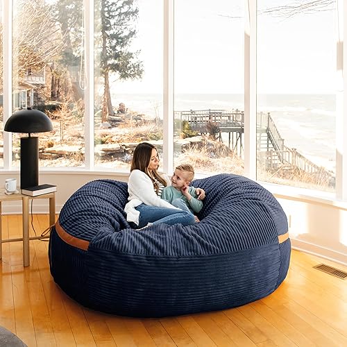 Miniatura 32 de Big Joe Fuf - Puf extragrande (XXL) relleno de espuma con funda extraíble, color niebla Lenox, poliéster tejido duradero, 6 pies, gigante Negro