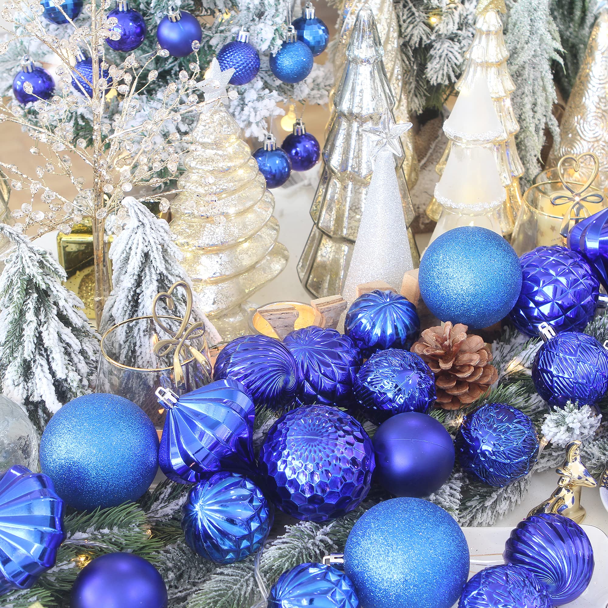 Sea Team 41-Pack Christmas Ball Ornaments with Strings, 40mm/1.57" Small Size Baubles, Shatterproof Plastic Christmas Bulbs - Image 4