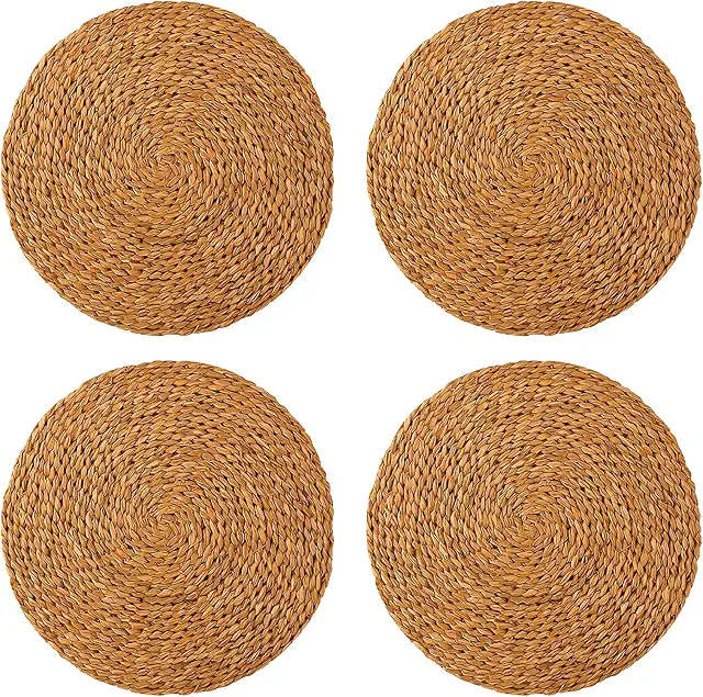 Pack de 4 Bajo Platos de Mimbre Artesanal - 35 cm Redondos para Mesa