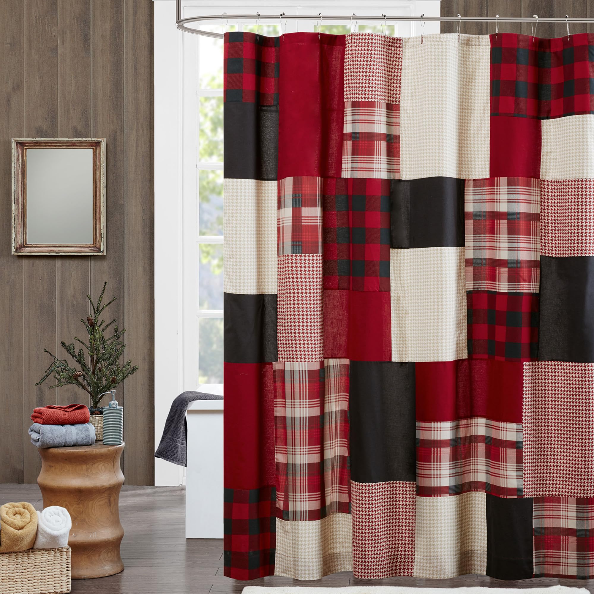 Woolrich Tende classiche lavabili in lavatrice, cotone, colore rosso, 72 x 72 cm