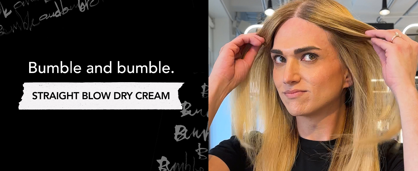 Bumble and bumble. Straight Blow Dry Heat Protective Hair Styling Cream | Protects Against Frizz, Humidity, Heat | Smooth Sleek Blowouts | For Medium to Thick Curly, Wavy, Straight Hair Types, 5 Fl Oz