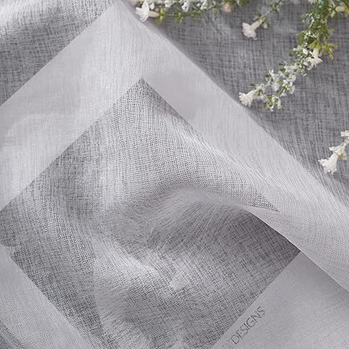 Miniatura 7 de Sanceor Cortina semitransparente extra larga, 17 pies de largo, textura de gasa gris carbón, panel suave y ligero para casa de 2 pisos, techo alto,