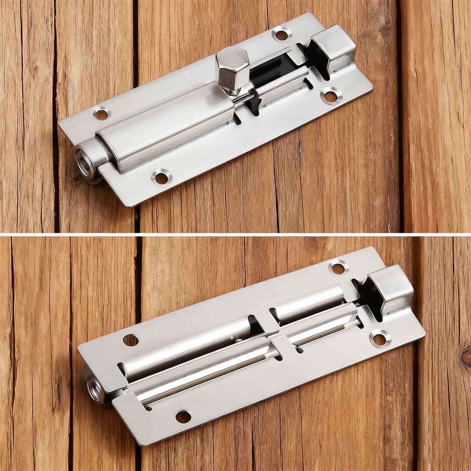 4 Inch Barrel Bolt Latch 2Pcs, Stainless Steel Slide Lock for Cabinet, Window, Gate and Door Security, Sliding Bolt Latches for Fence, Shed and Barn Doors
