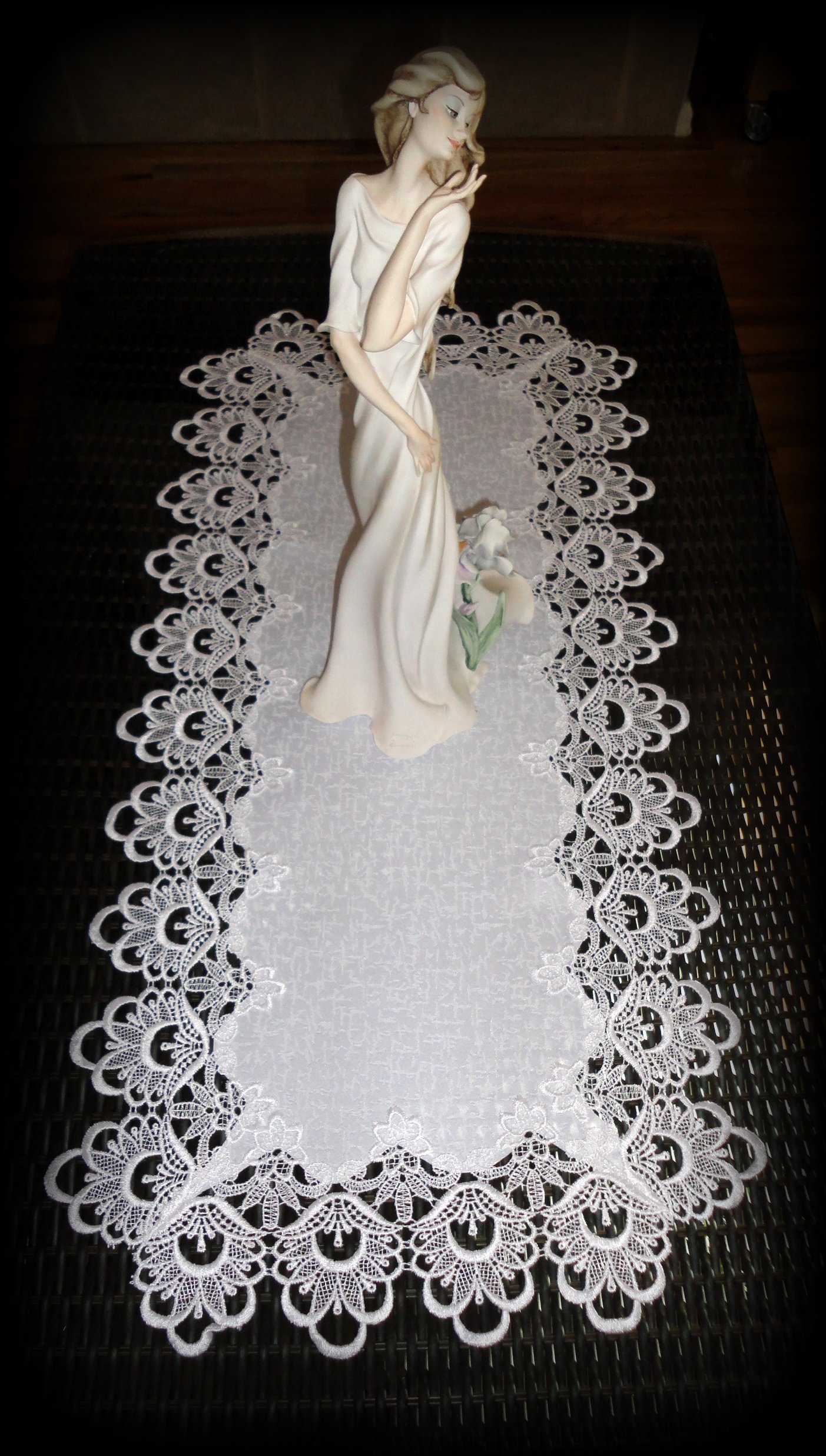 Amazon.com: Lace Dresser Scarf Table Runner White Flower European Doily  36