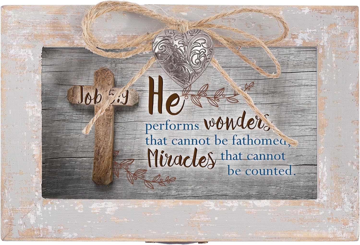 Cottage Garden Performs Wonders Cannot Be Fathomed Natural Taupe Jewelry Music Box Plays Friend in Jesus