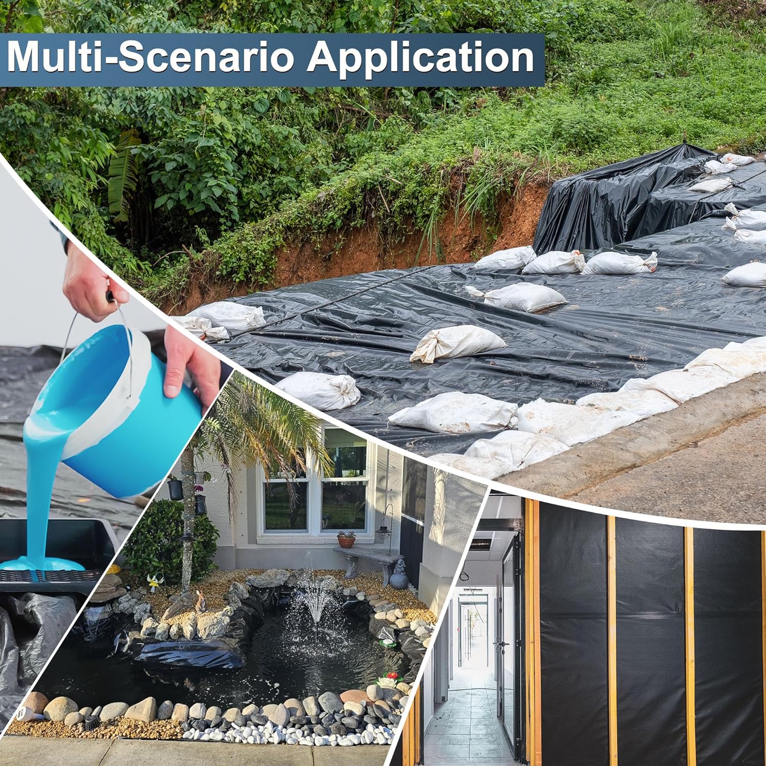 Black Plastic Sheeting 4Mil, 13.2x16.5ft, Heavy Duty, Polyethylene Plastic Film for Garden,Construction, Landscaping, Weed and Moisture Control