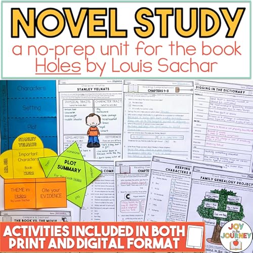 novel study holes print and digital activities digital educational resources