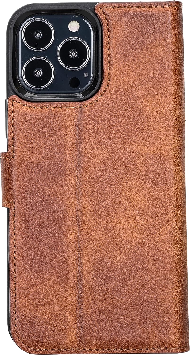 Venito Ravenna Slim Magic Leather Wallet Case for iPhone 13 Pro Max (6.7 in) with a Magnetic Flip & Four Card Slots and a Bill Pocket & Lightweight Frame (Antique Brown)*