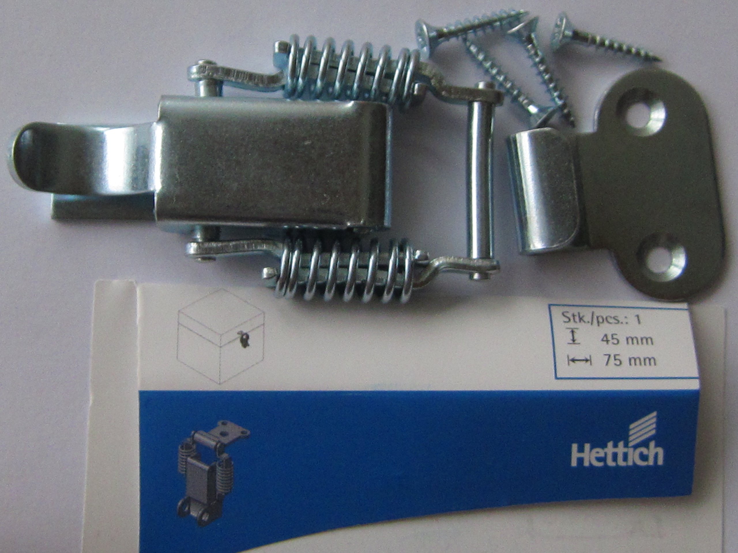 HETTICH Kistenverschluss – 21/45 x 78 mm, verzinkt, inkl. Schrauben