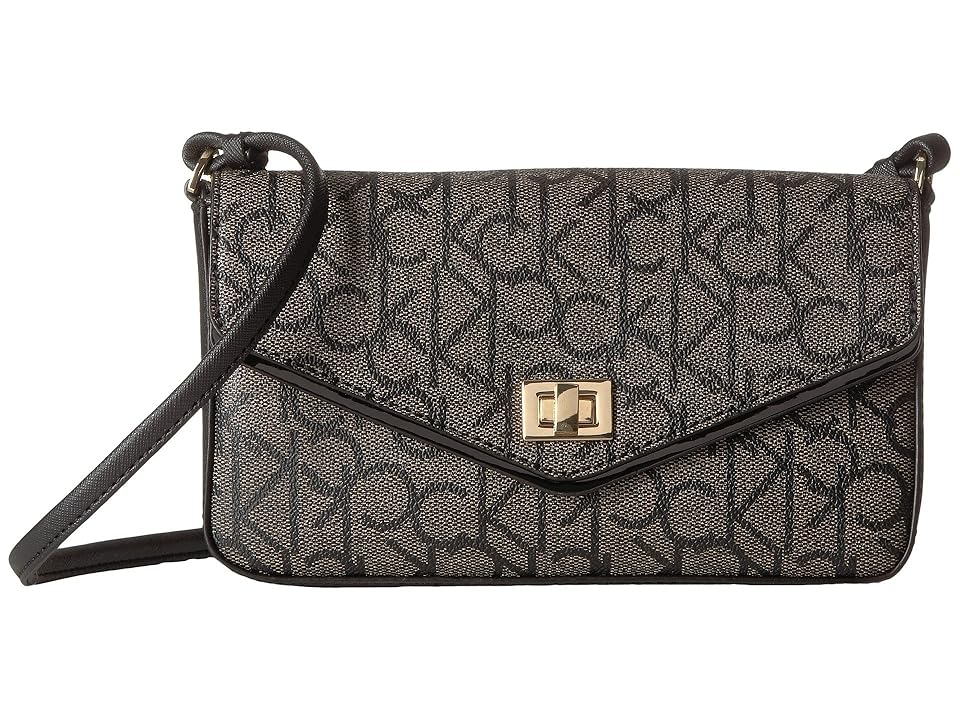

Calvin Klein Hudson Signature Flap Crossbody (Khaki/Black/Black Saffiano) Cross Body Handbags