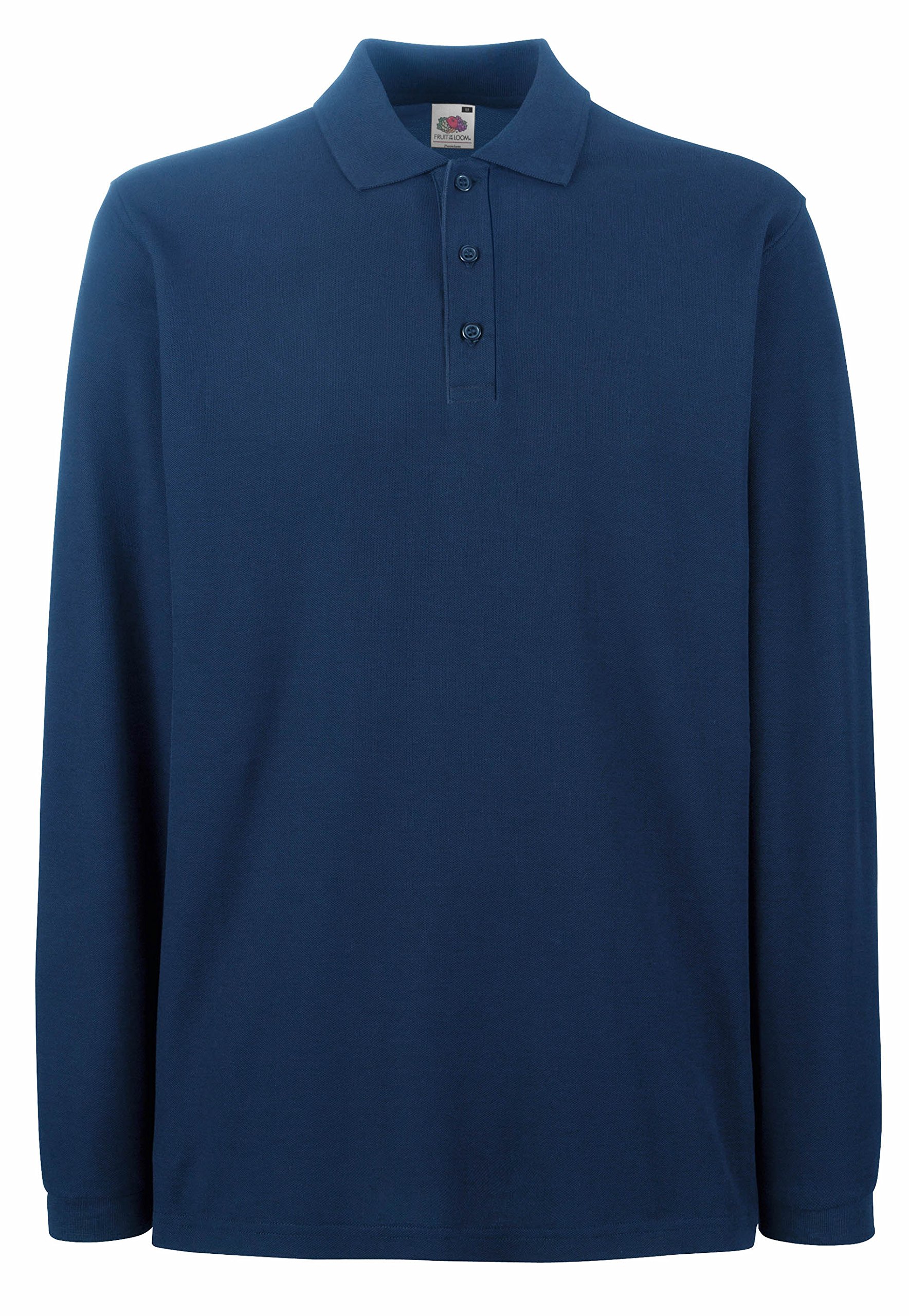 Fruit of The Loom Premium Long Sleeve Polo Navy 2XL
