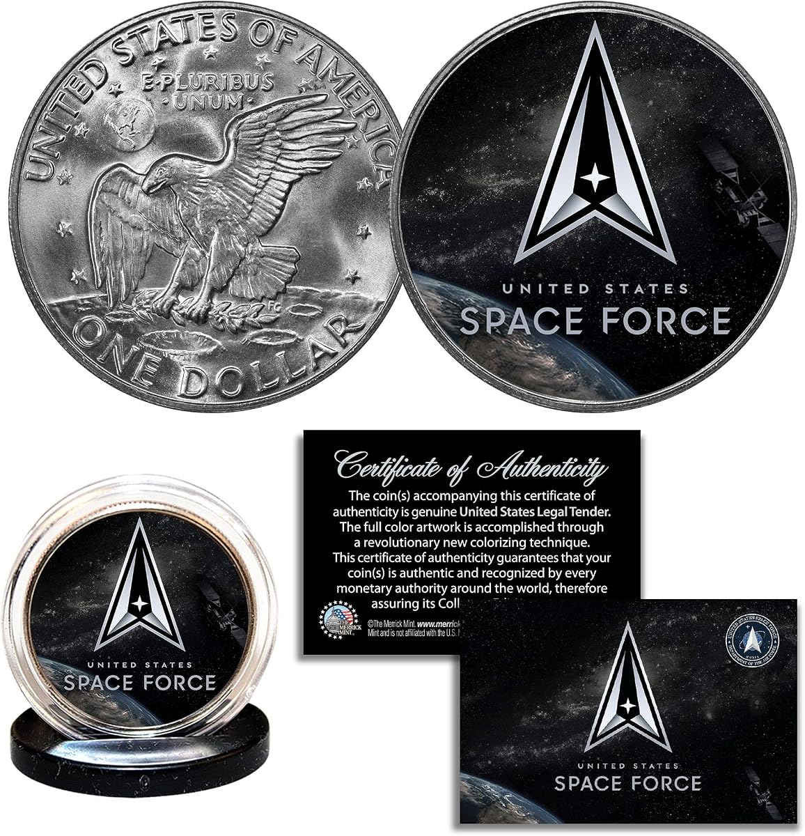 Logotipo oficial de la Fuerza Espacial de los Estados Unidos (USSF) IKE Eisenhower Moneda estadounidense de un dólar