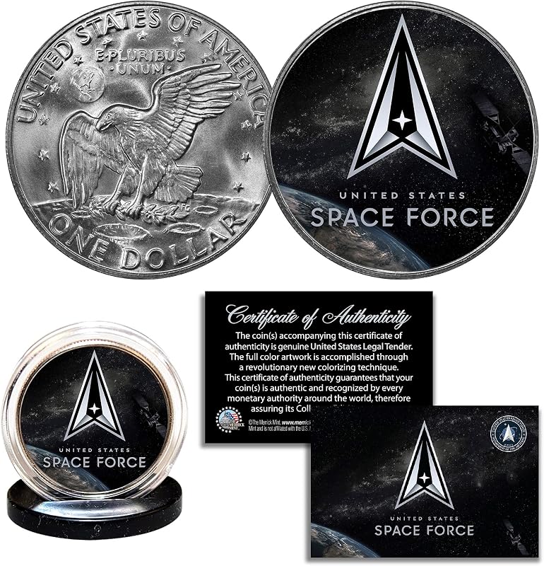 Logotipo oficial de la Fuerza Espacial de los Estados Unidos (USSF) IKE Eisenhower Moneda estadounidense de un dólar