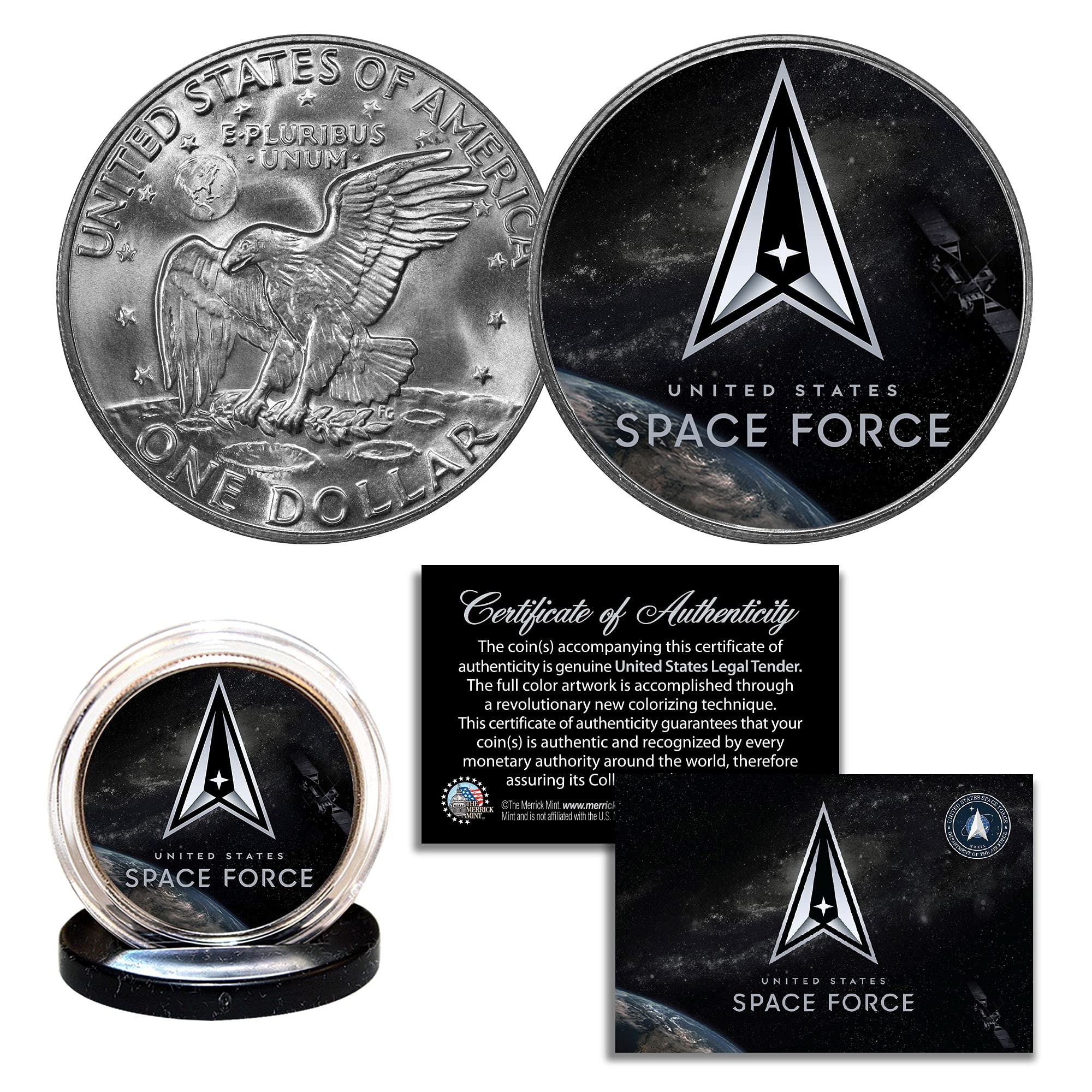 Merrick Mint United States Space Force (USSF) Official Logo IKE Eisenhower One Dollar US Coin
