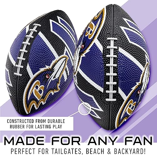 Vista 190 de Franklin Sports NFL Team Footballs - Rubber Youth Mini Balls for All Teams - Kids 8.5" Football + Air Pump Sets - Official NFL Licensed